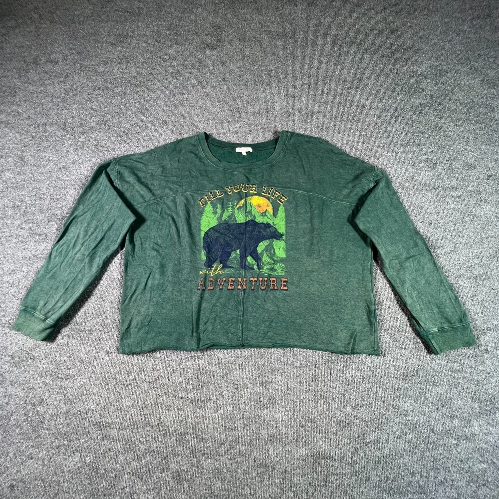 Pretty Rebel Sweatshirt Women's XL Green "Fill Your Life With Adventure" Outdoor